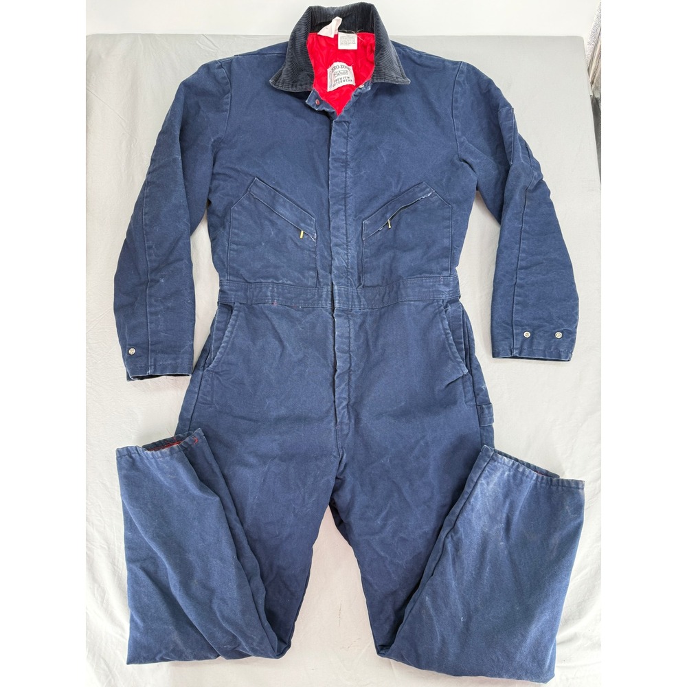 VTG Walls Zero-Zone Insulated Coveralls Blue Canvas Workwear Jumpsuit Mens XL